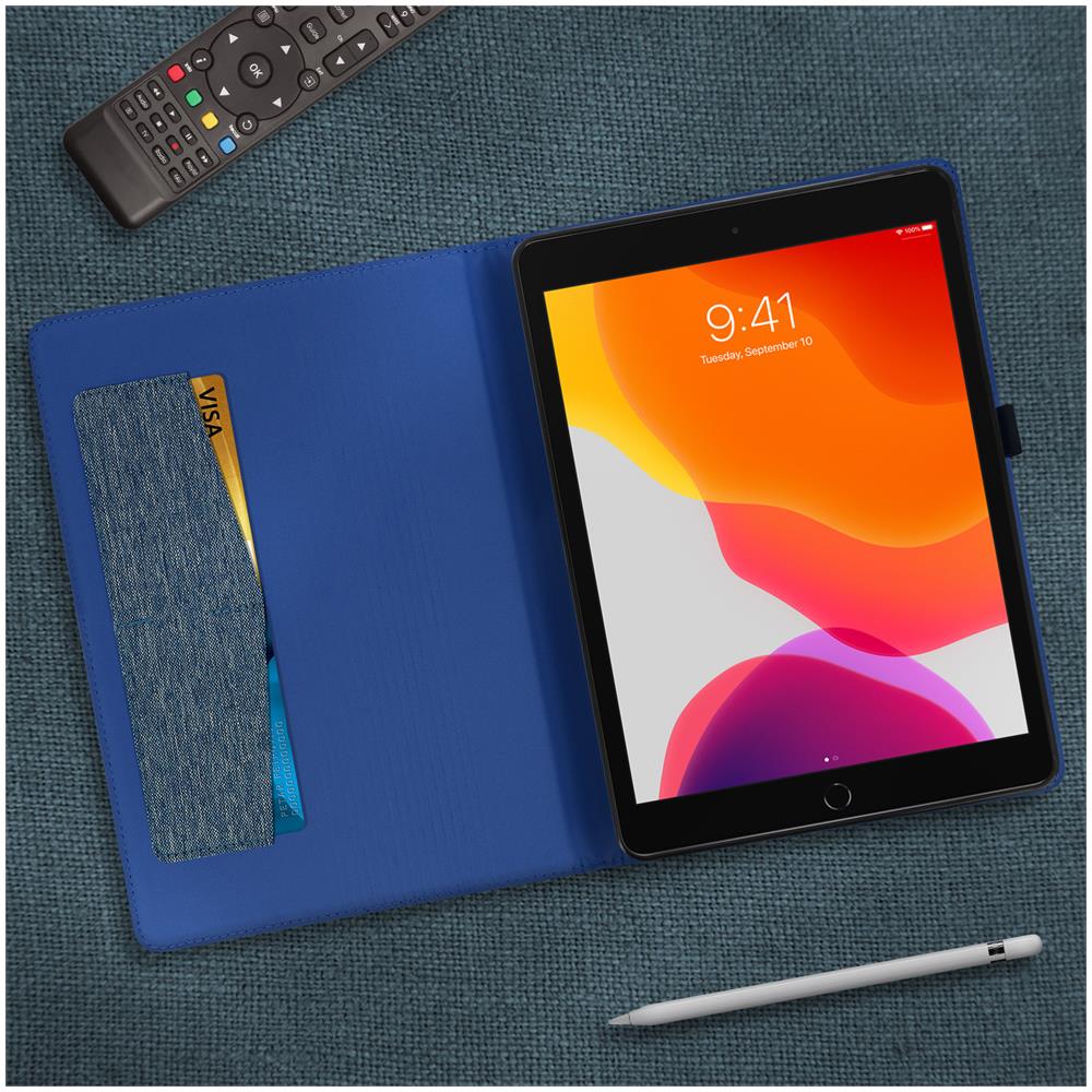 Cover Porta Carte Ipad 9 2021 Ipad 8 2020 Ipad 7 2019 Tessuto Blu - Foto 2
