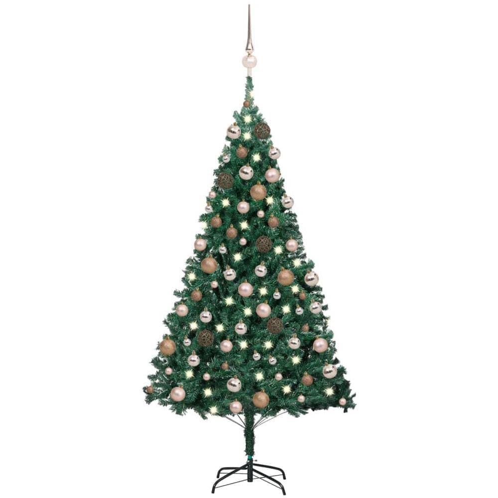 Set Albero Natale Artificiale con LED e Palline Verde 180cm PVC - Foto 1