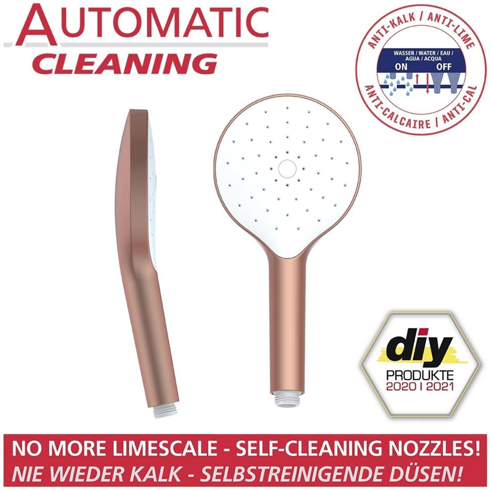Cuffia Doccia Con Pulizia Automatica, Ø 12 Cm, Oro Rosa, - Foto 2