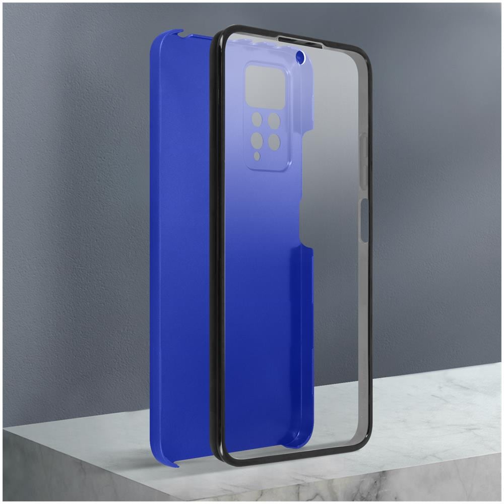 Cover Xiaomi Redmi Note 11 / 11s Retro Rigido E Fronte Flessibile - Blu - Foto 2