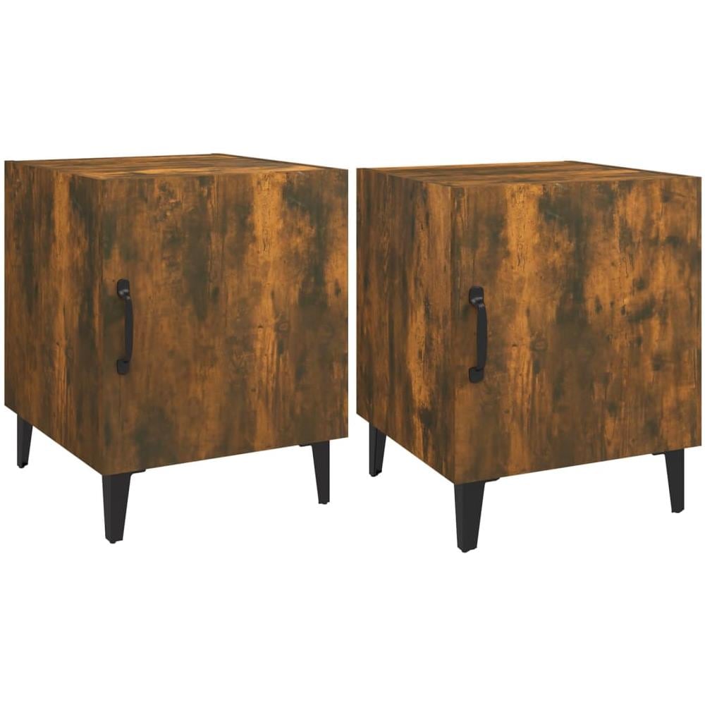Comodini 2 Pz Rovere Fumo In Legno Multistrato - Foto 1