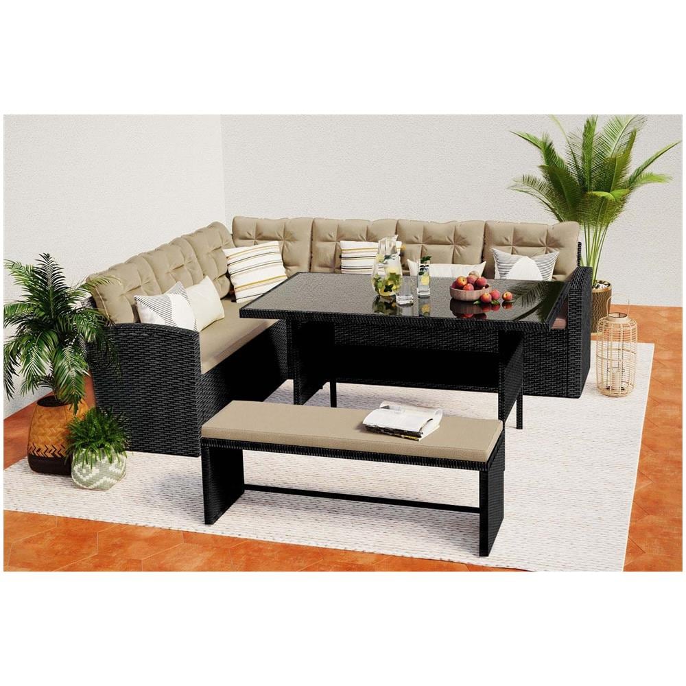 Salotto Da Giardino 8 Posti Resine Intrecciata Grigio Scuro/beige Moorea - Foto 2