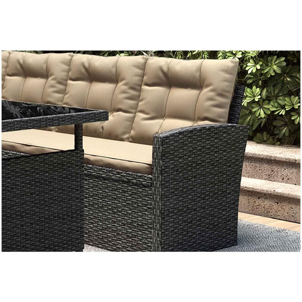 Salotto Da Giardino 8 Posti Resine Intrecciata Grigio Scuro/beige Moorea - Foto 5