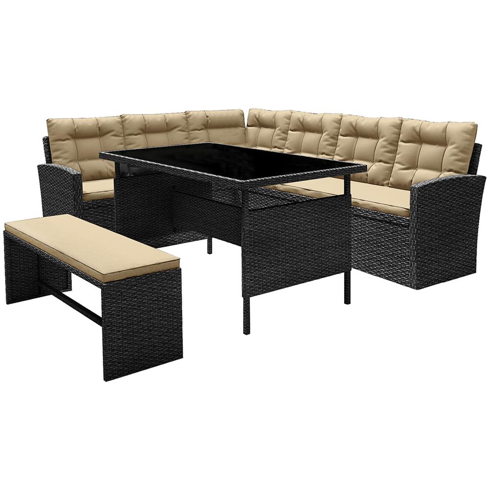 Salotto Da Giardino 8 Posti Resine Intrecciata Grigio Scuro/beige Moorea - Foto 1