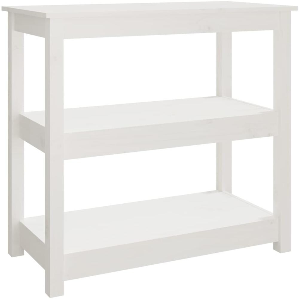 Tavolo Consolle Bianco 80x40x74 Cm In Legno Massello Di Pino - Foto 2