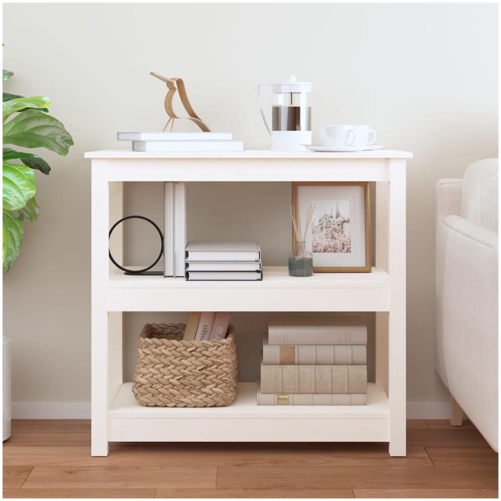 Tavolo Consolle Bianco 80x40x74 Cm In Legno Massello Di Pino - Foto 3