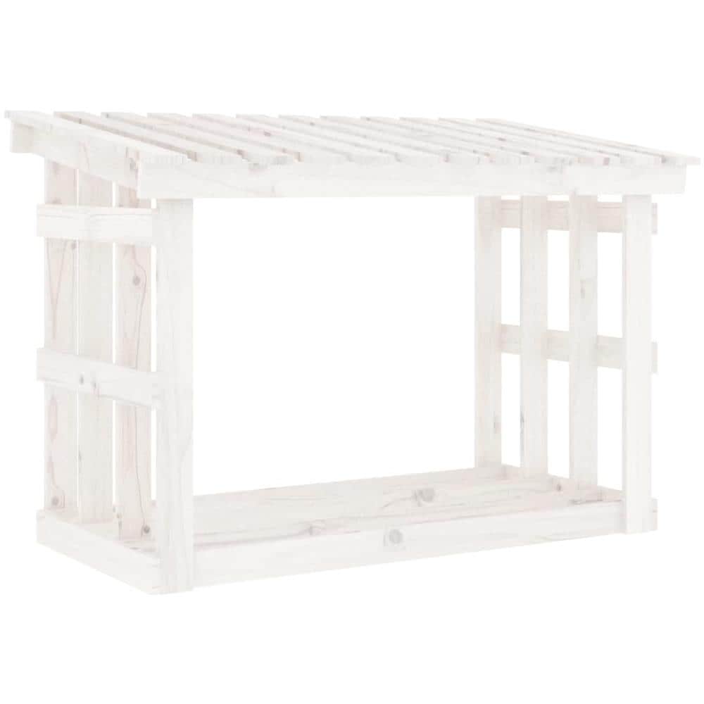 Portalegna Bianco 108x64,5x77 Cm In Legno Massello Di Pino - Foto 2