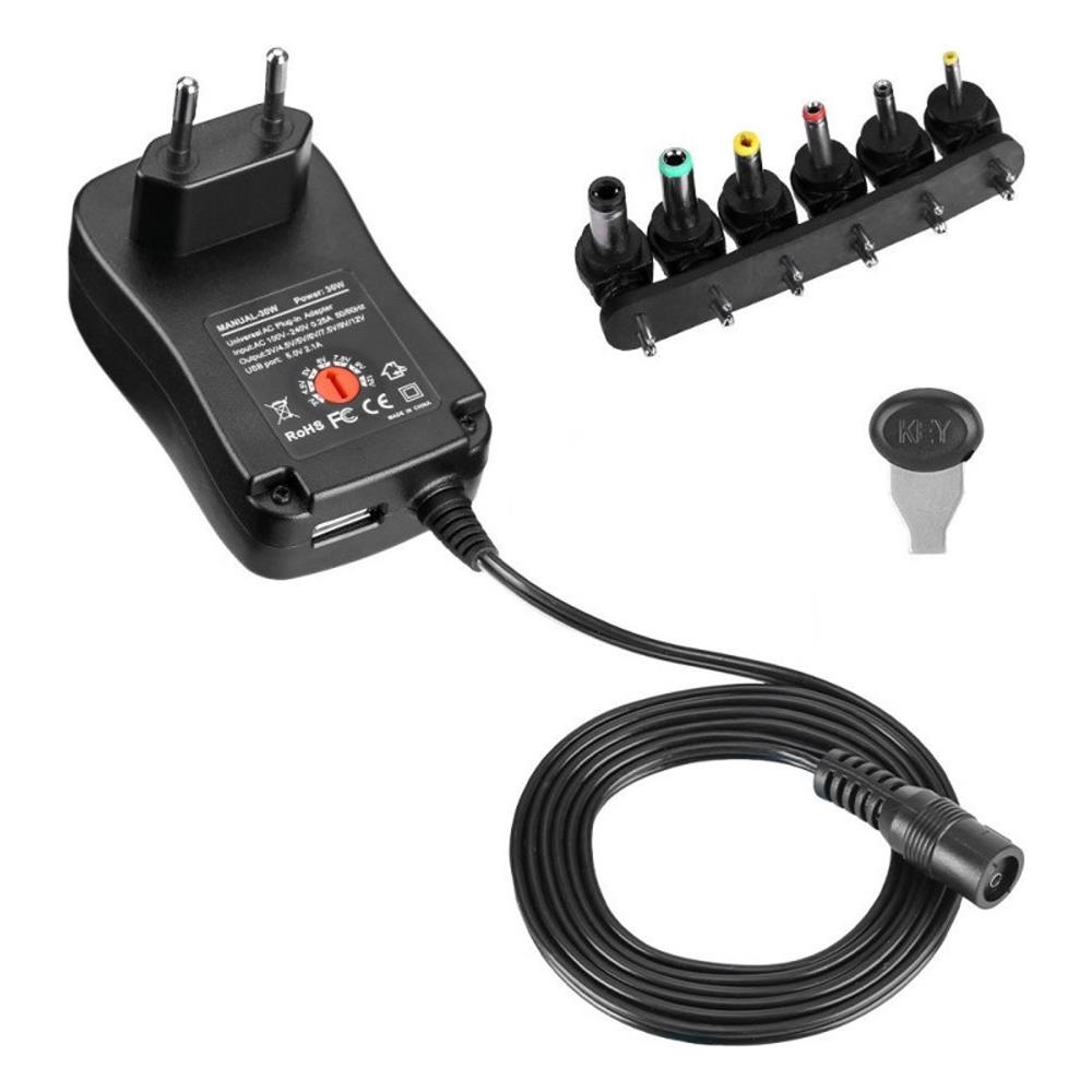 Alimentatore Universale Regolabile 7,2w Ac / dc 3v-12v 600 Ma Con 6 Spine Dc Porta Usb 1a - Foto 1