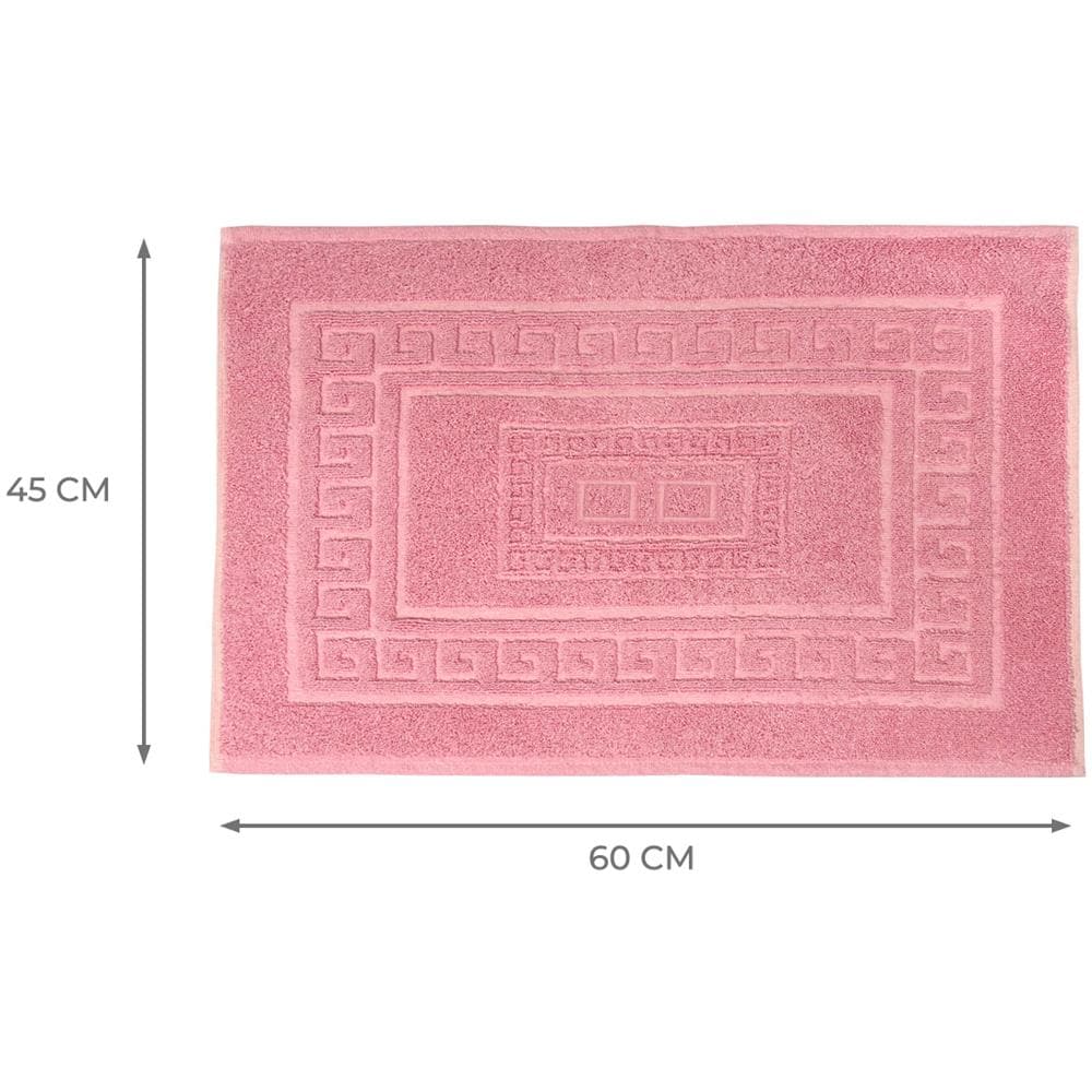 Tappeto Bagno Doccia Spugna Tinta Unita Torino Tappetino Super Assorbente In Cotone Pelo Corto Con Greca 45x60 Rosa - Foto 5