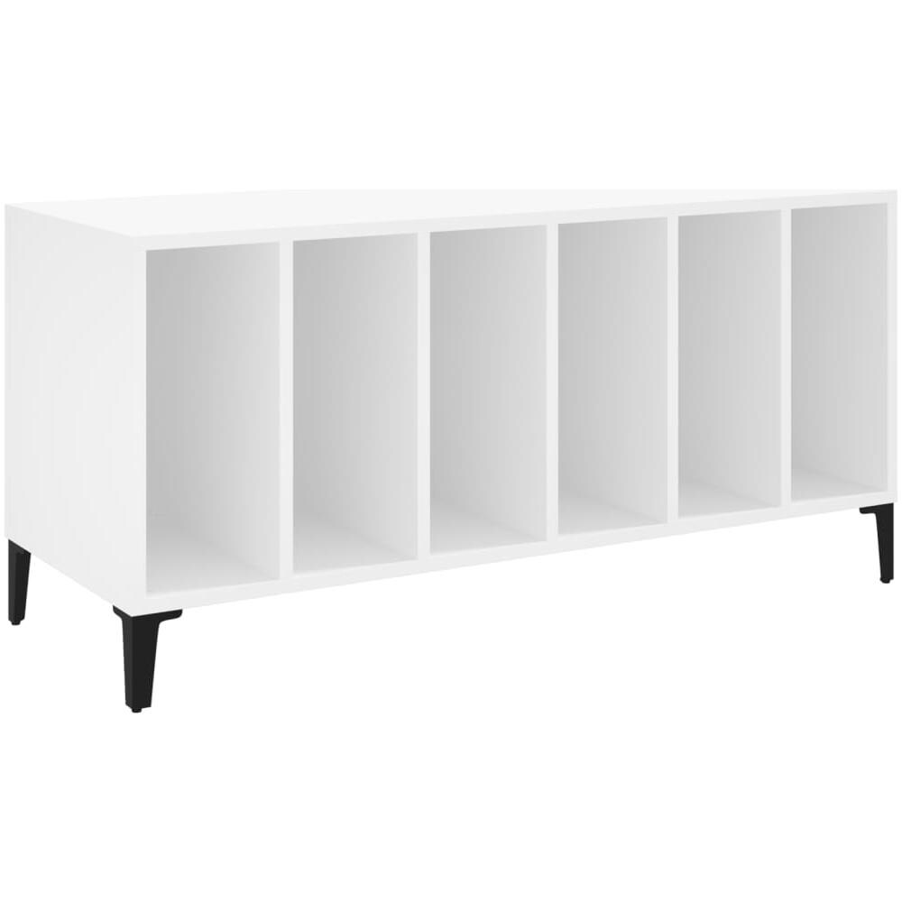 VidaXL Mobile Porta Dischi In Legno Multistrato 100x38x48 Cm | Bianco Con Piedini In Ferro, Per Giradischi E Vinili - Foto 12
