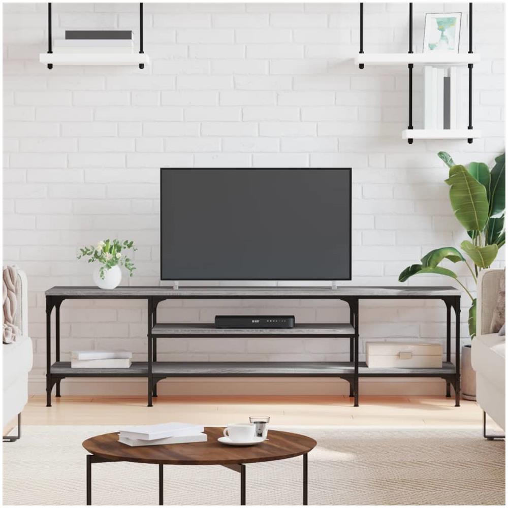 Mobile Tv Grigio Sonoma 161x35x45 Cm Legno Multistrato E Ferro - Foto 1