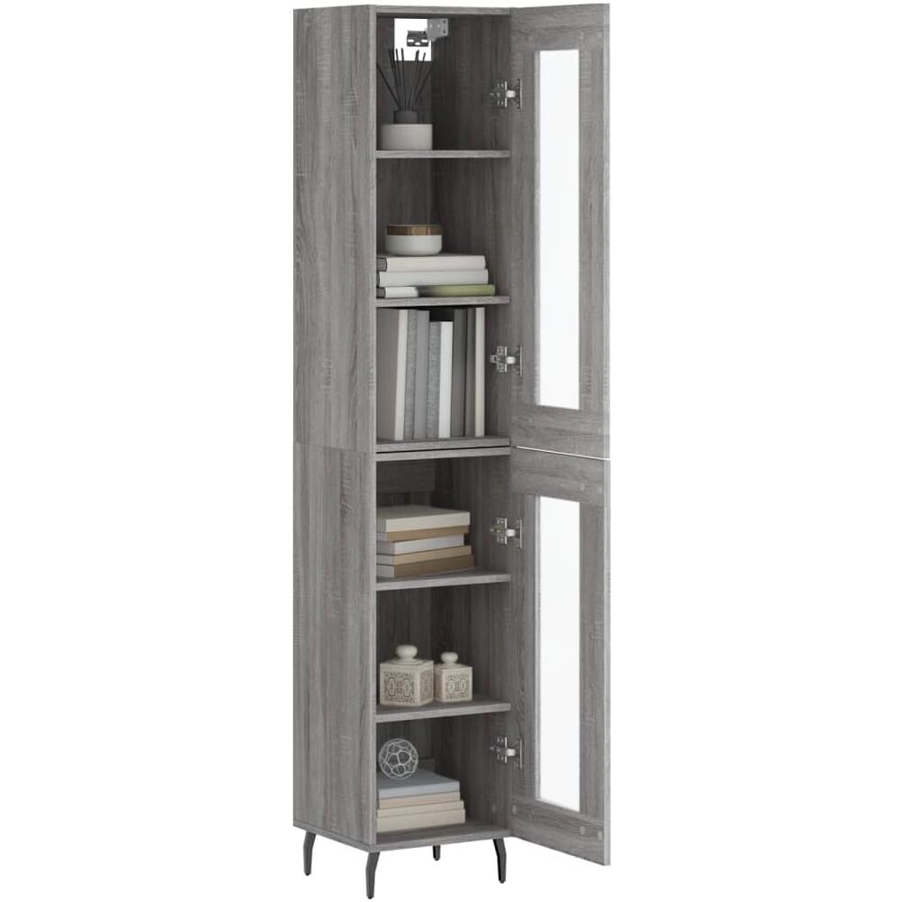 Credenza Grigio Sonoma 34,5x34x180 Cm In Legno Multistrato - Foto 3