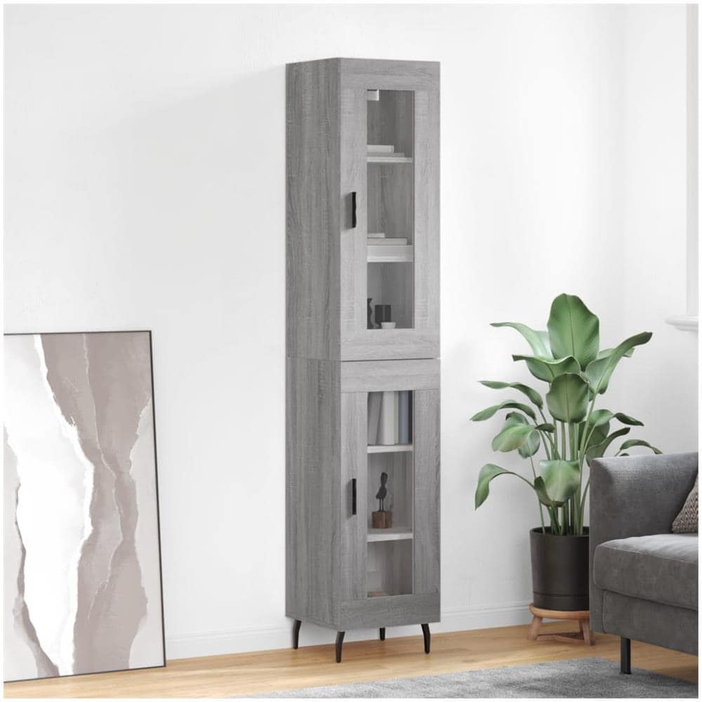 Credenza Grigio Sonoma 34,5x34x180 Cm In Legno Multistrato - Foto 1