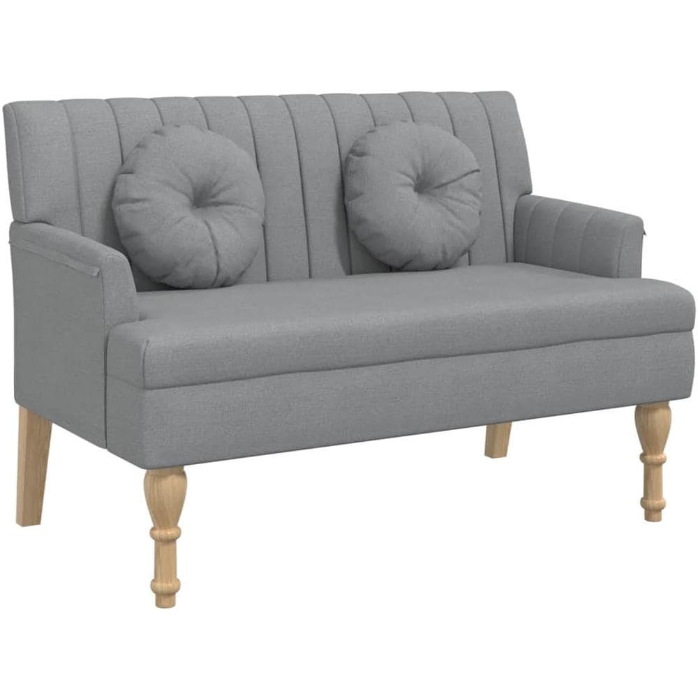 Panca Con Cuscini Grigio Chiaro 113x64,5x75,5 Cm In Tessuto - Foto 2