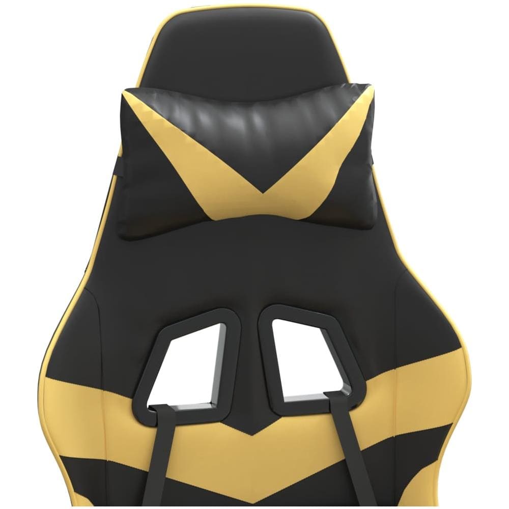 Sedia da Gaming Girevole con Poggiapiedi Nero e Oro Similpelle - Foto 8