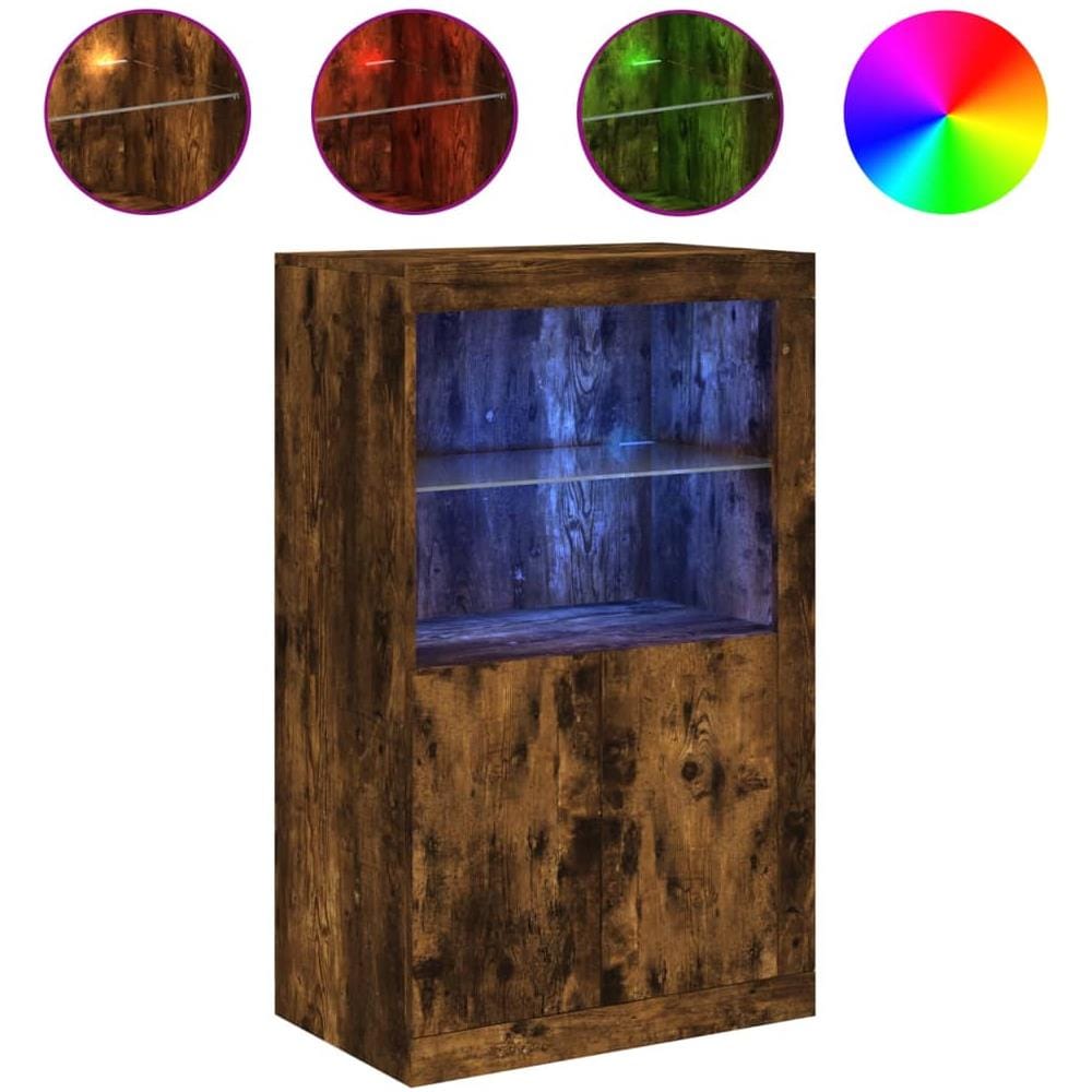 Armadietto Con Luci Led Rovere Fumo In Legno Multistrato - Foto 2