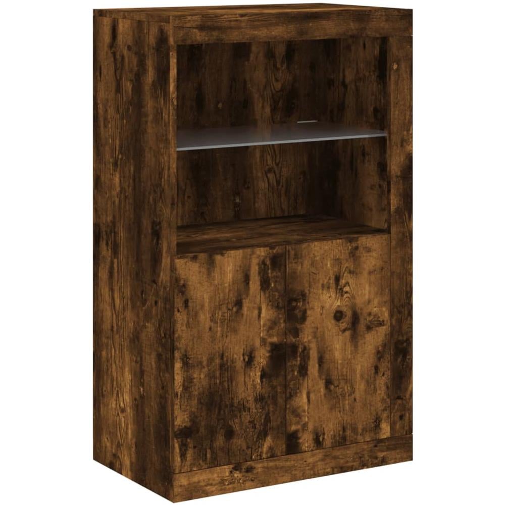 Armadietto Con Luci Led Rovere Fumo In Legno Multistrato - Foto 3
