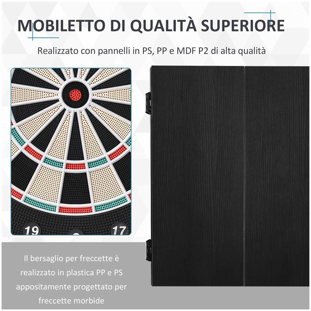 Bersaglio Freccette Elettronico con Punteggio Automatico, 12 Freccette e 6 Display, 51x6.5x57cm, Nero - Foto 6
