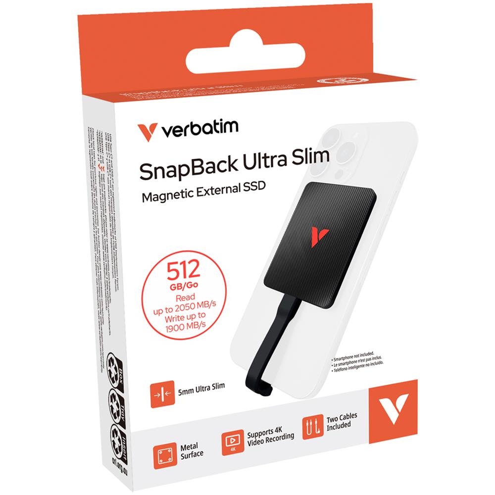 SSD Esterno 512 GB SnapBack Ultra Slim USB-C 3.2 Gen 2x2 Nero - Foto 2