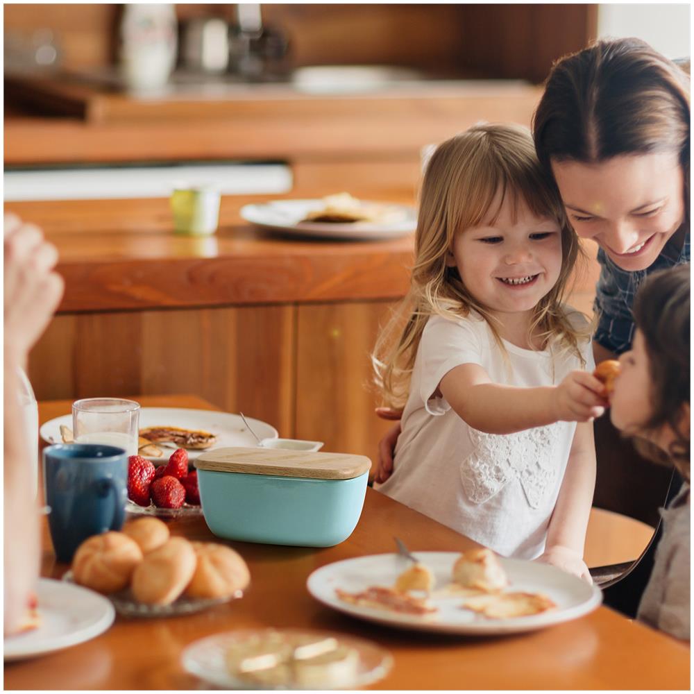 Portaburro Ceramica 6.5"" con Coperchio, Contiene 3 Bastoncini, Ermetico per Piano Lavoro, Blu Nebbia - Foto 7