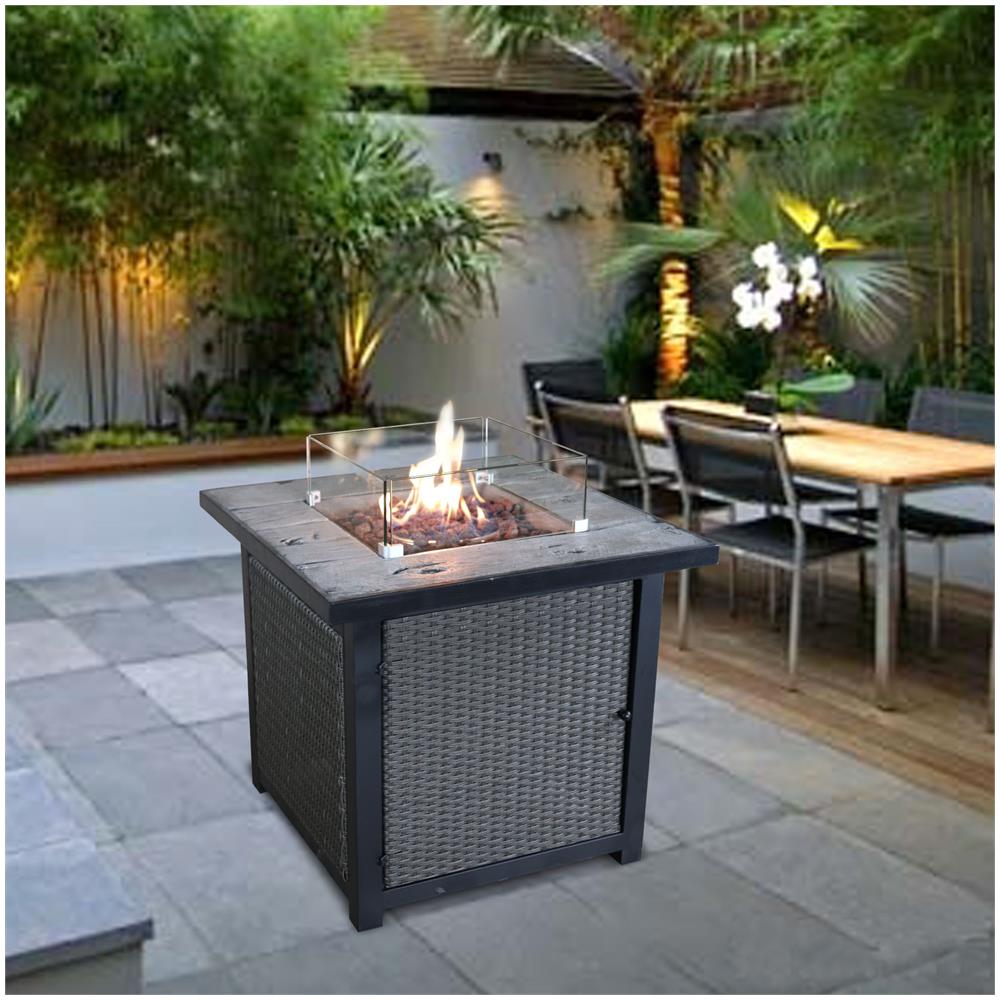 Braciere Da Esterno Peaktop A Gas Propano - Quadrato In Cemento 42x42x80 Cm - 3