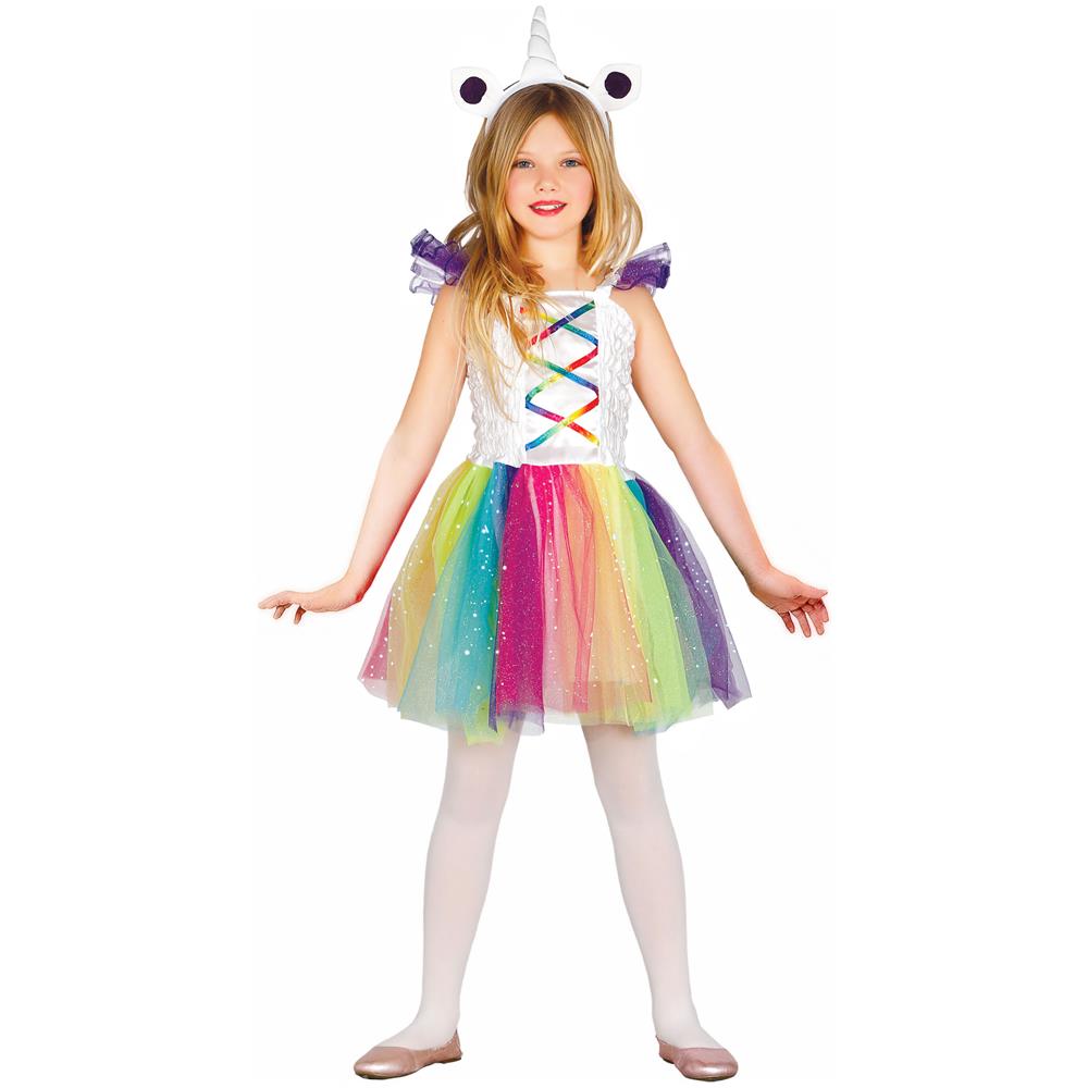 Costume Unicorno Colorato Per Bambina - Taglia: 3 A 4 Anni - Foto 1