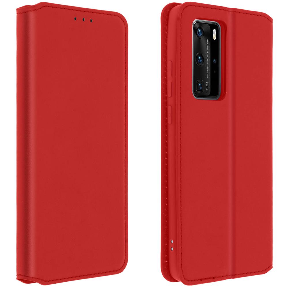 Custodia Huawei P40 Pro Portacarte Funzione Supporto Similpelle Liscia Rosso - Foto 1