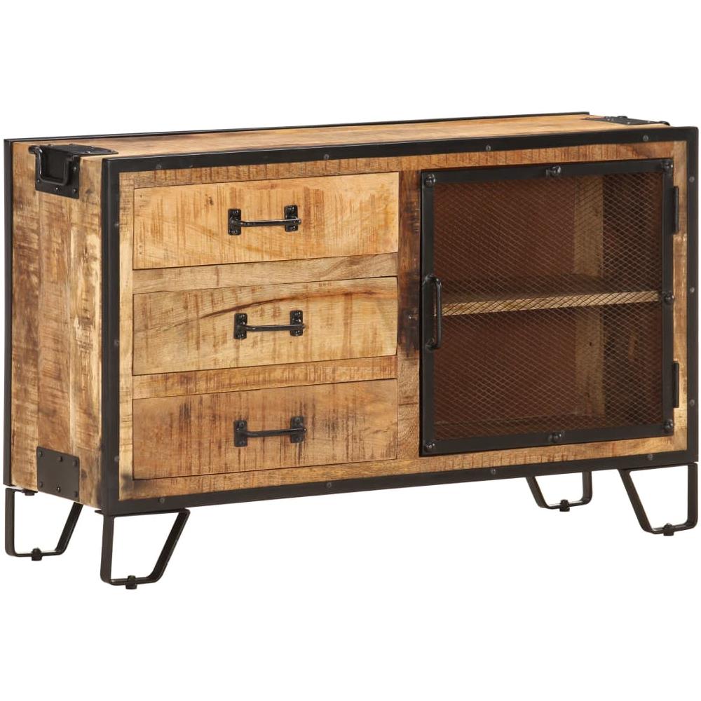 Credenza 100x31x60 Cm In Legno Massello Di Mango Grezzo - Foto 12