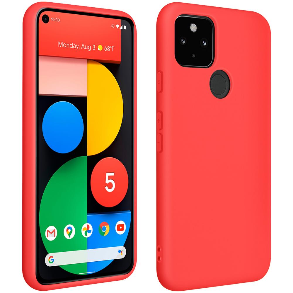 Cover Silicone Google Pixel 5 Semi-rigida Opaca Soft Touch Rosso - Foto 1