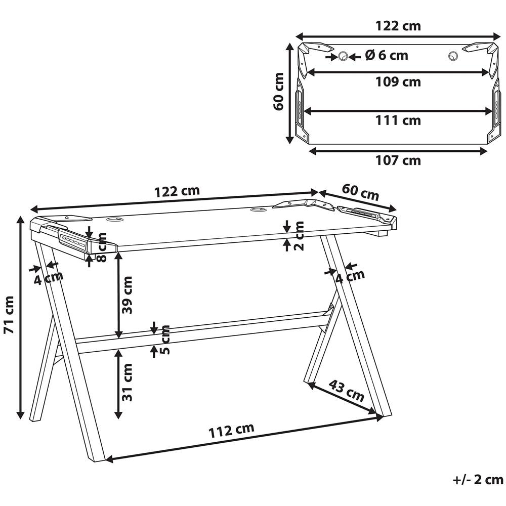 Scrivania Da Gaming Con Luci Led Rgb 120 X 60 Cm Nero Danvers - Foto 2