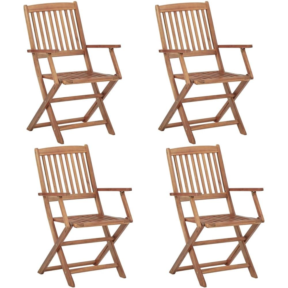 Sedie Da Giardino Pieghevoli 4 Pz In Legno Massello D'acacia - Foto 1