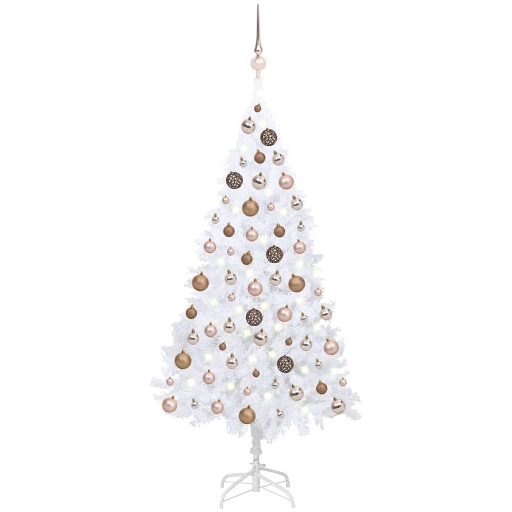 Set Albero Natale Artificiale con LED Palline Bianco 120cm PVC - Foto 1