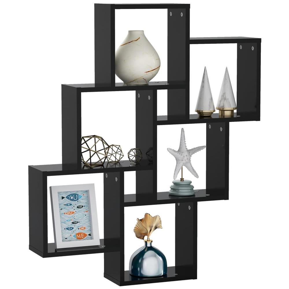 Mensola da Parete a Cubo Nera 78x15x93 cm in Legno Multistrato - Foto 3