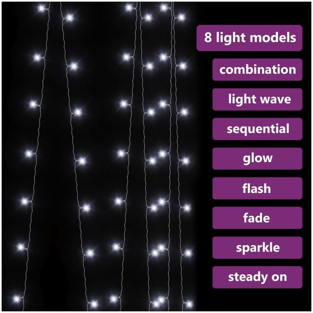 Tenda Luci a Ghiaccioli 3x3m 300 LED Bianco Freddo 8 Funzioni - Foto 3