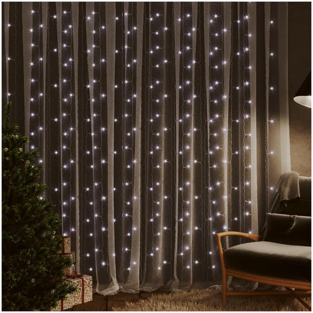 Tenda Luci a Ghiaccioli 3x3m 300 LED Bianco Freddo 8 Funzioni - Foto 1