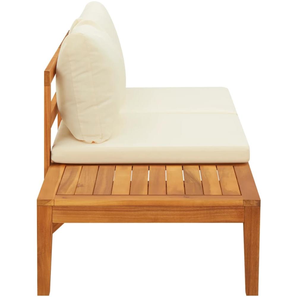 Panca Giardino E Tavolino Cuscini Bianco Crema Acacia Massello - Foto 3