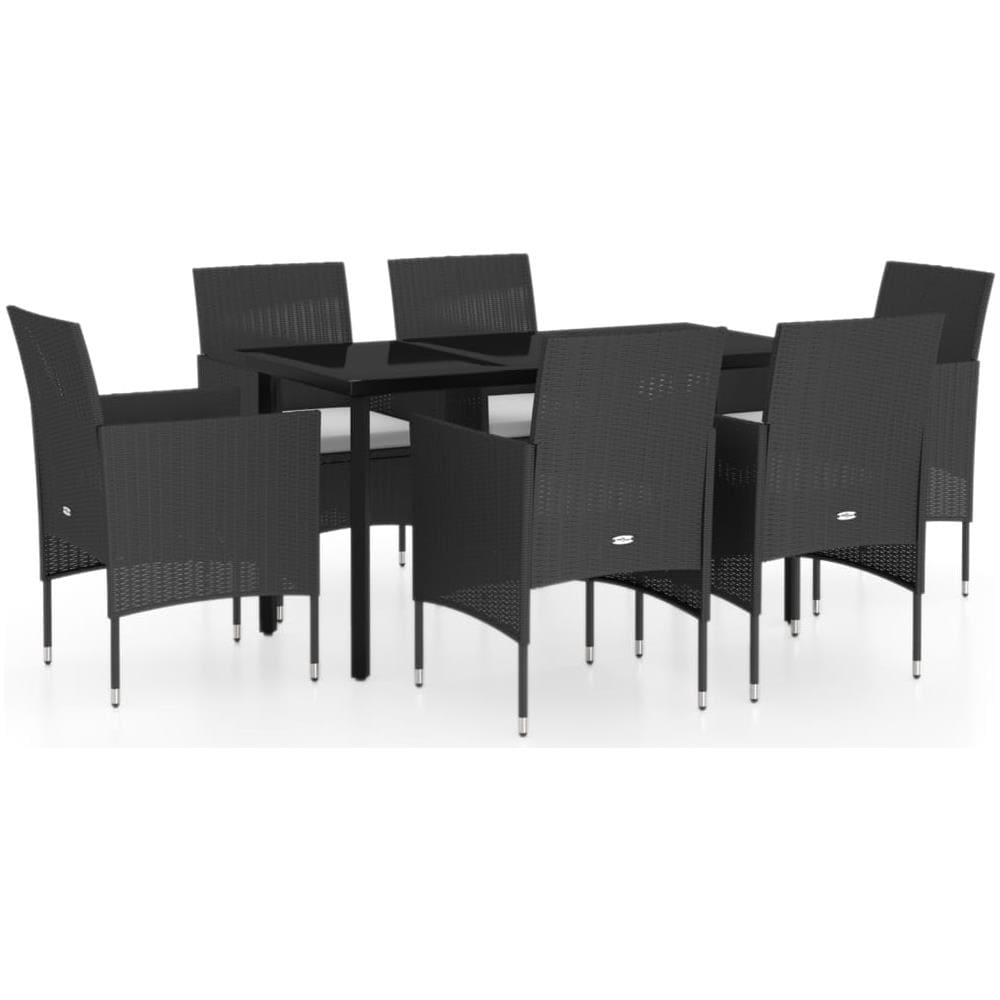 Set Da Pranzo Per Giardino 7 Pz Con Cuscini Nero - Foto 1