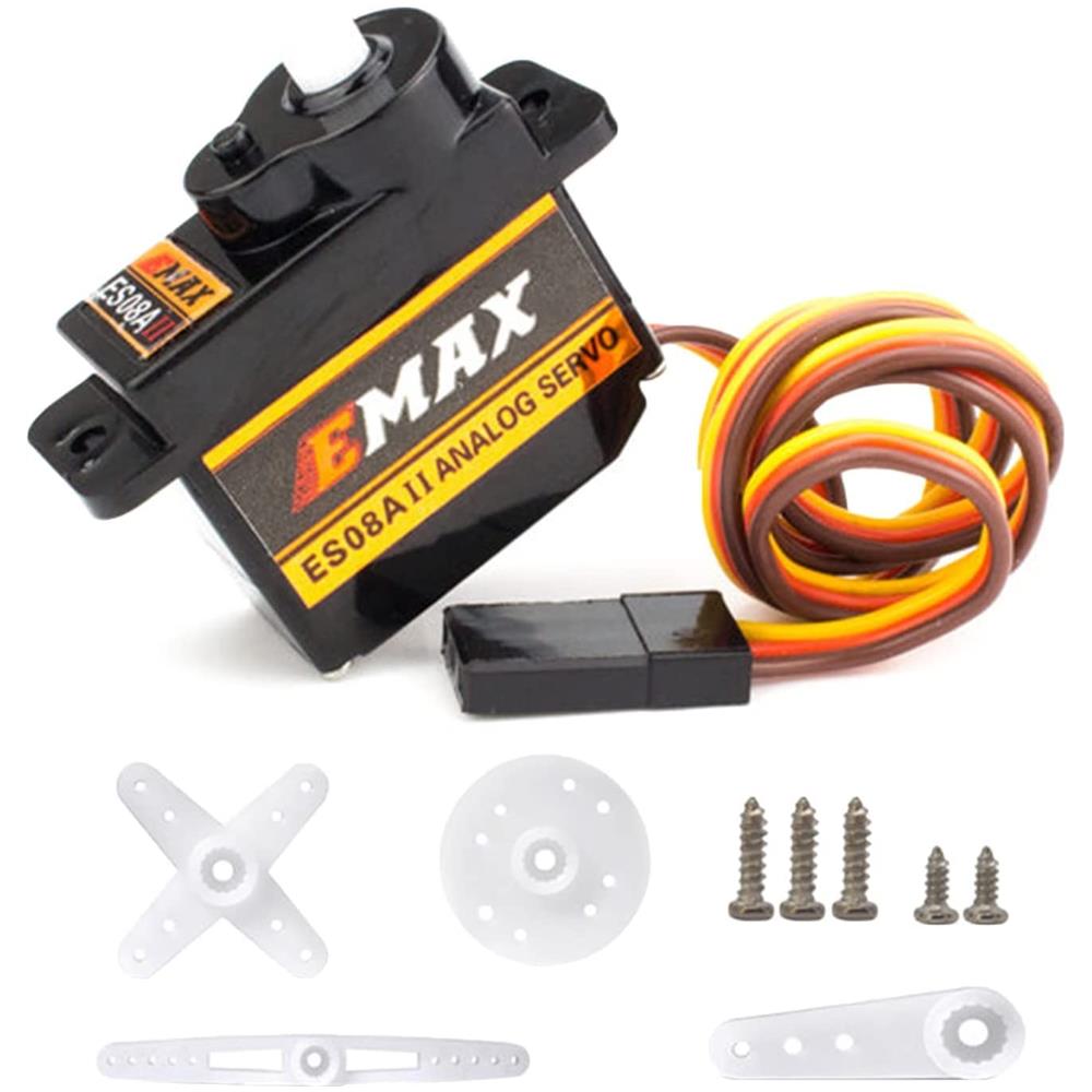 Servo Analogico Con Ingranaggi In Plastica Emax Es08a Ii 8.6g Con Kit Staffa Braccio 15t Per Pezzi Di Ricambio Per Modelli Di Auto Axial Scx24 Rc - Foto 1