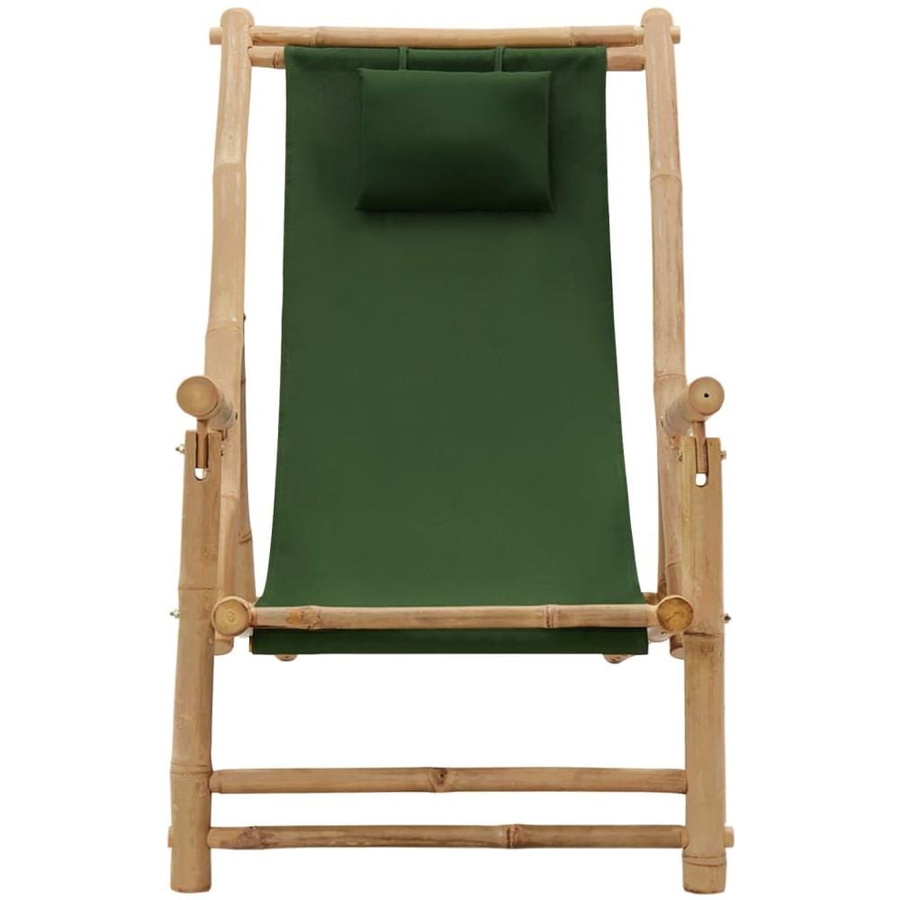 Sedia a Sdraio in Bambù e Tela Verde - Foto 2