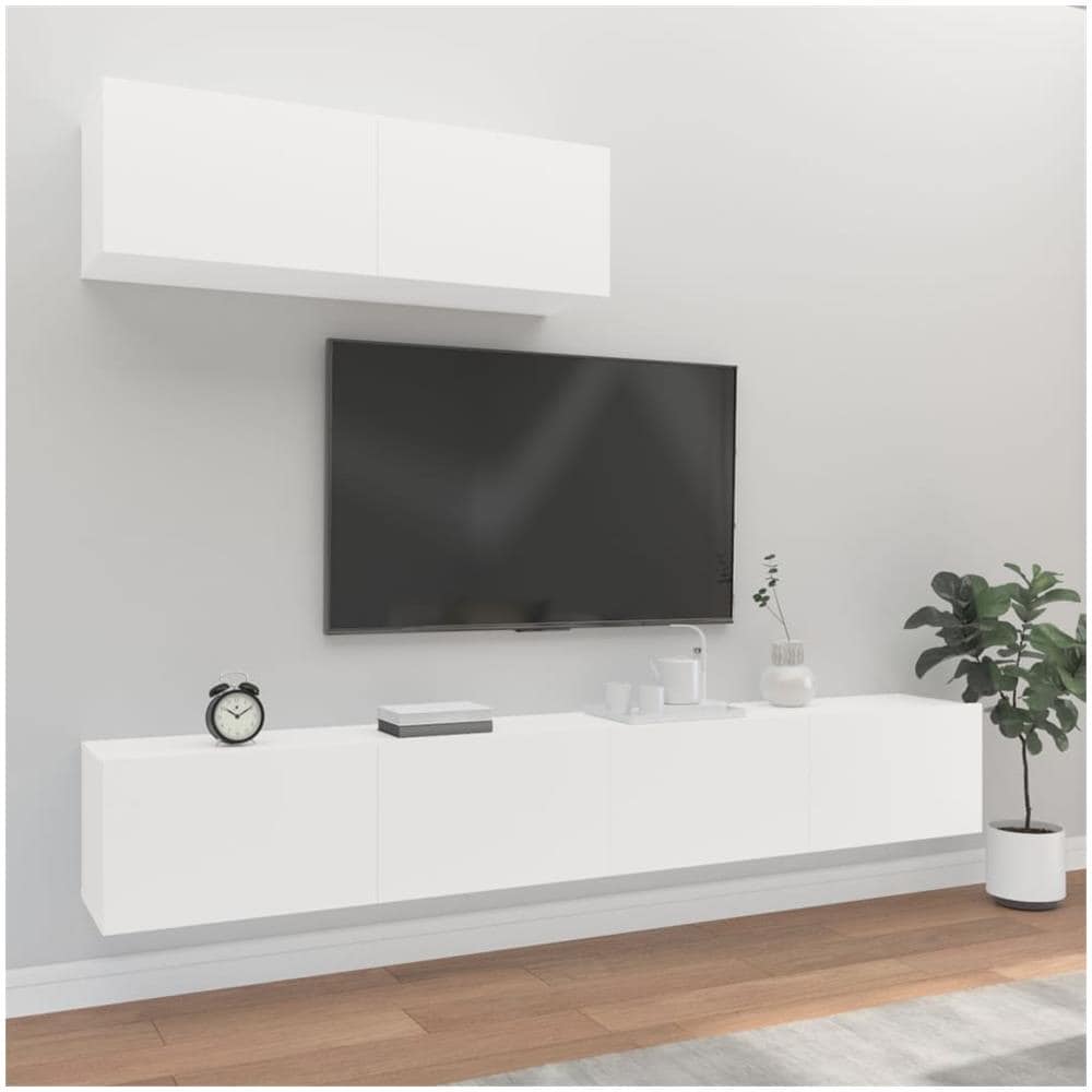 Set Mobili Porta TV 3 pz Bianco in Legno Multistrato - Foto 1
