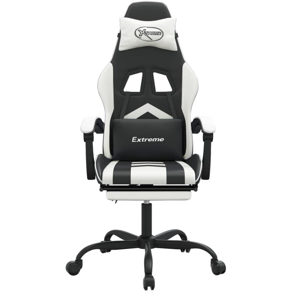 Sedia da Gaming Girevole Poggiapiedi Nero e Bianco Similpelle - Foto 3