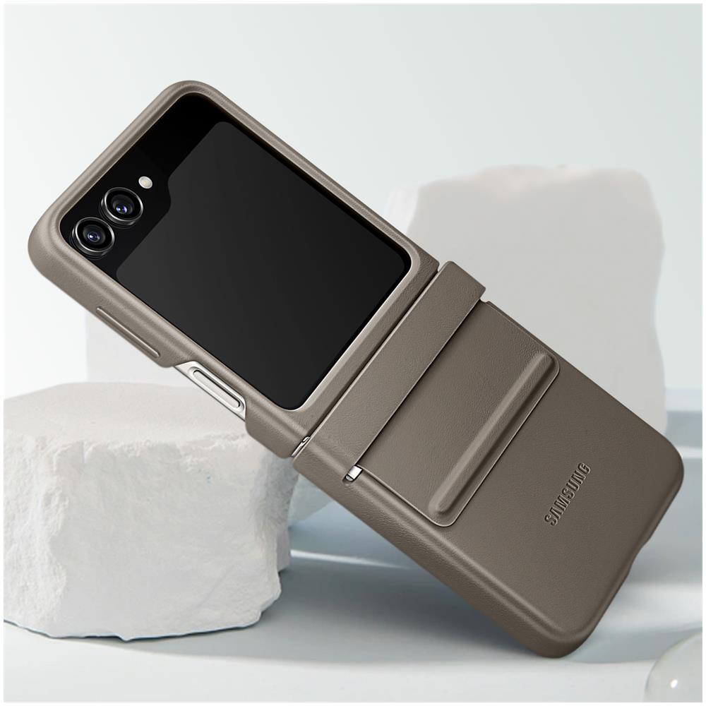Cover Per Samsung Z Flip5 Similpelle Originale Flap Eco-leather Case Etoupe - Foto 2