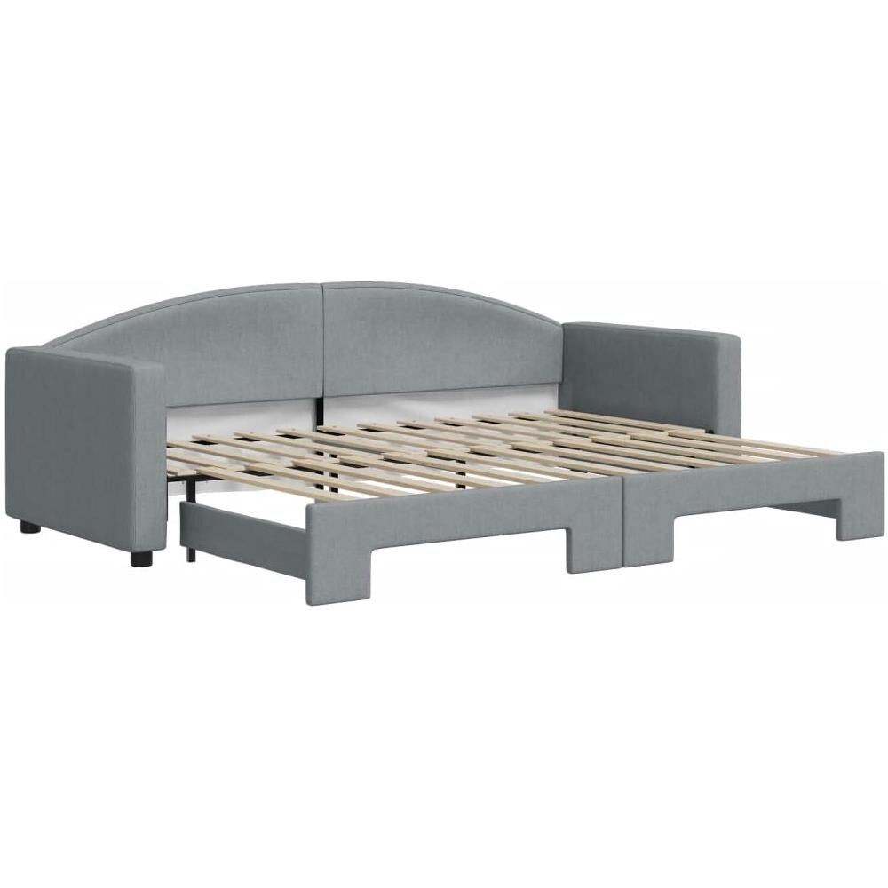 Divano Letto Con Letto Estraibile Grigio Chiaro 80x200 Tessuto - Foto 2