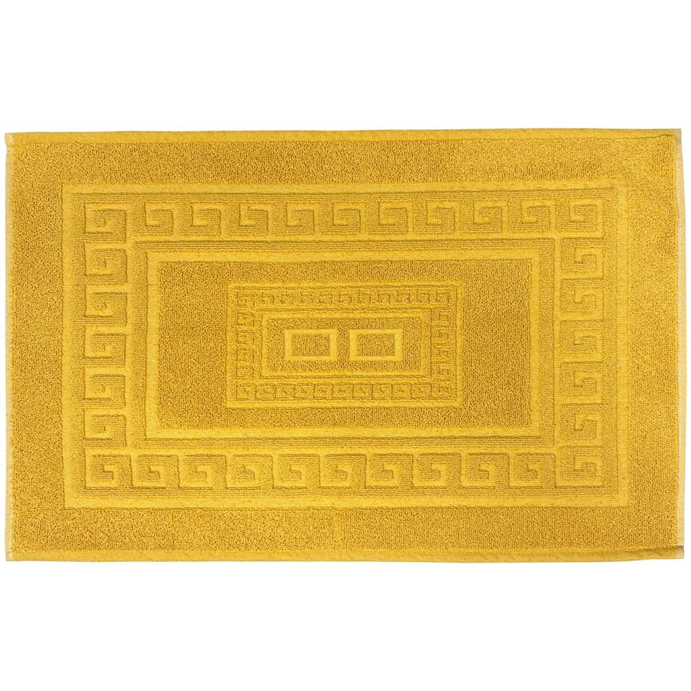Tappeto Bagno Doccia Spugna Tinta Unita Torino Tappetino Super Assorbente In Cotone Pelo Corto Con Greca 45x60 Senape - Foto 1