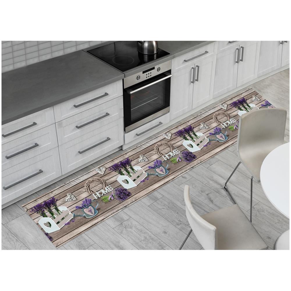 Tappeto Passatoia Cucina Antiscivolo Stampa Digitale Disegno Lavanda Legno 50x320 Lavanda - Foto 1