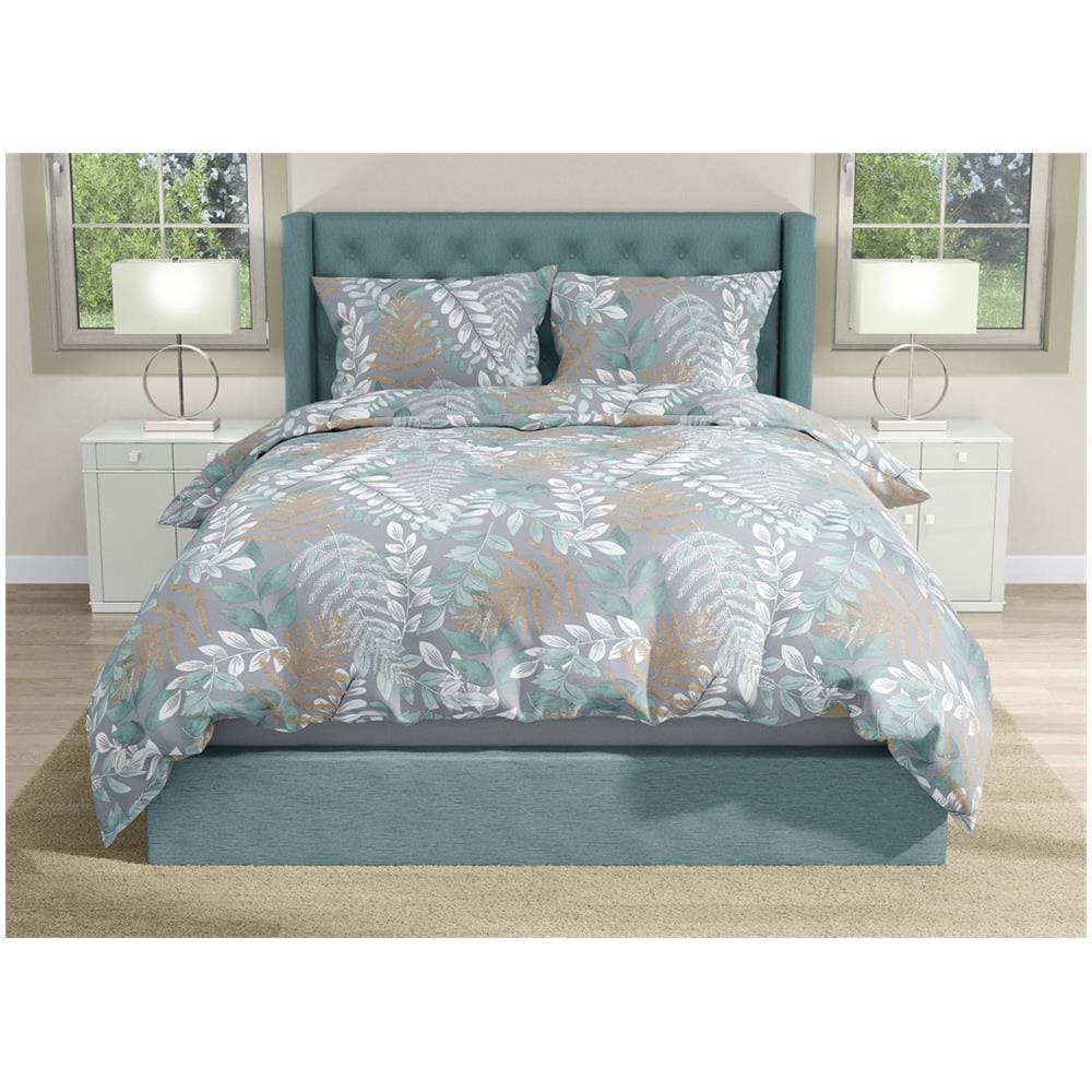 Sacco Copripiumino In 100% Cotone Made Italy Disegno Foglie Botanico Piazza E Mezza Foglie - Foto 1