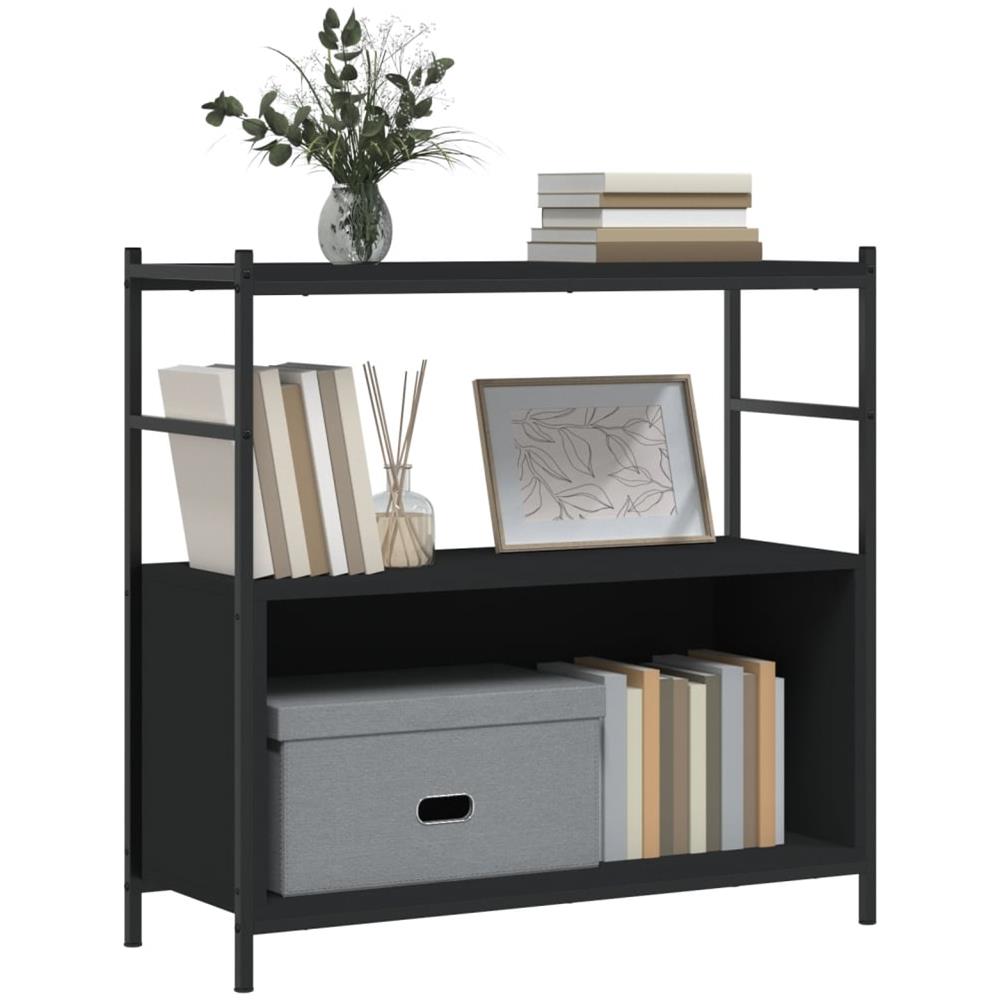 Libreria Nera 80x30x78,5 Cm In Legno Multistrato E Ferro - Foto 3
