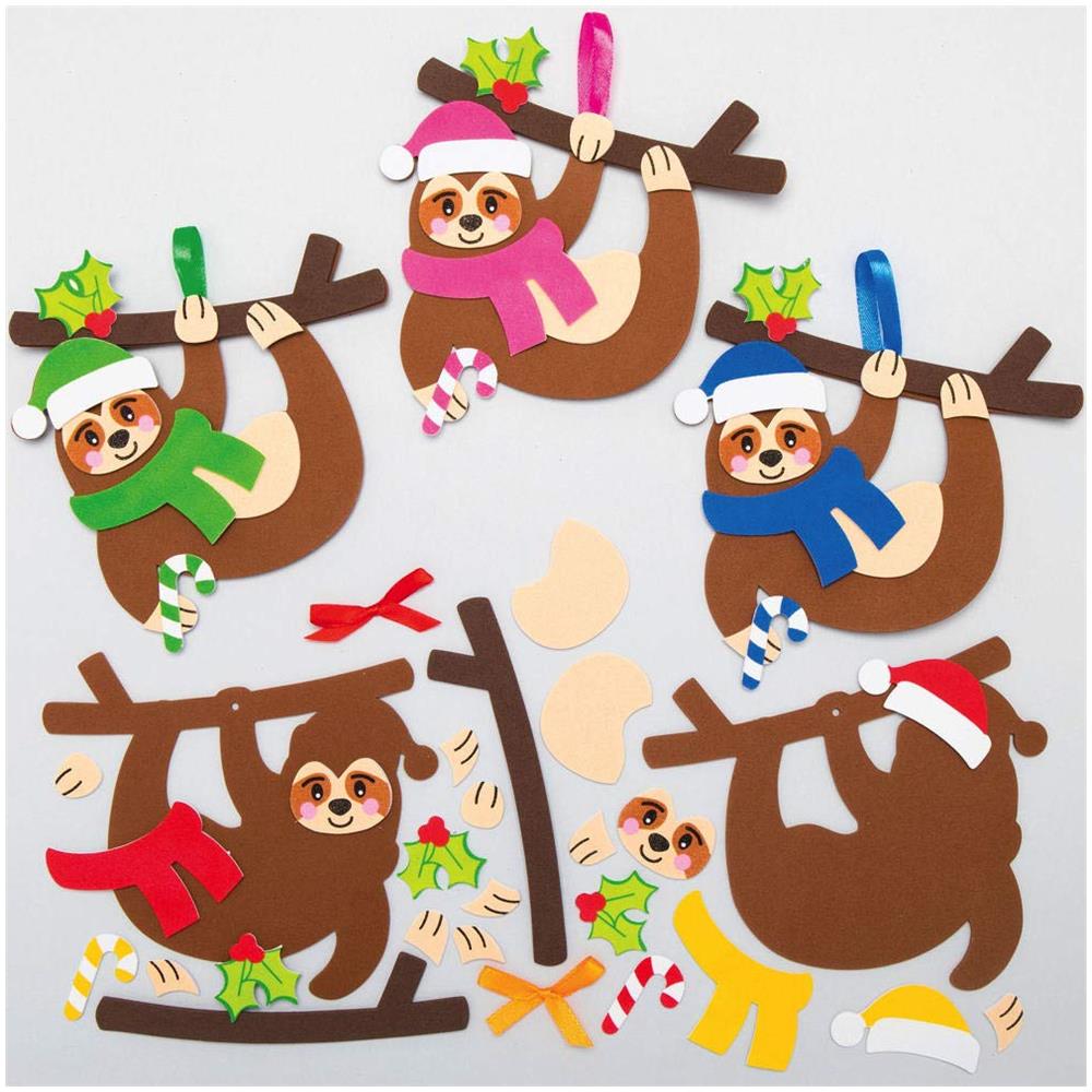 Ax574 Kit Di Decorazioni Per Albero Di Natale Mix & Match Con Bradipo - Confezione Da 8, Perfetto Per Progetti Di Arte E Artigianato Per Bambini, Ideale Per Compiti Della Scuola Domenicale, Attività Di Gruppo Artigianali E Bricolage Domestico - Foto 1