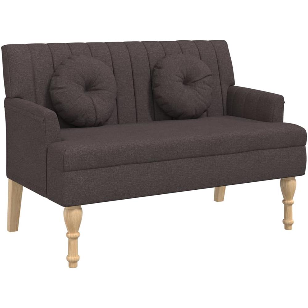 Panca Con Cuscini Marrone Scuro 113x64,5x75,5 Cm In Tessuto - Foto 2
