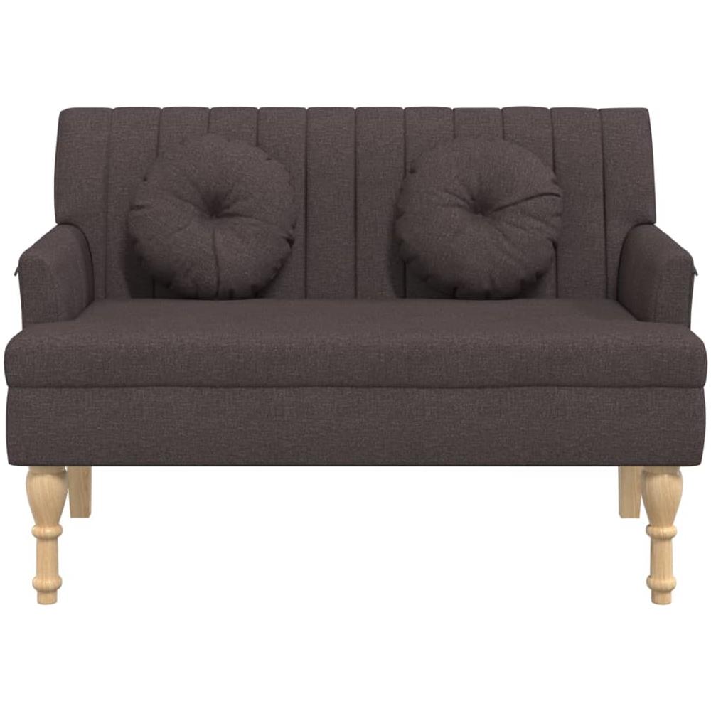 Panca Con Cuscini Marrone Scuro 113x64,5x75,5 Cm In Tessuto - Foto 3